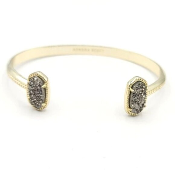 Kendra Scott Goldtone Druzy Cuff Bracelet Signed - Picture 8 of 8
